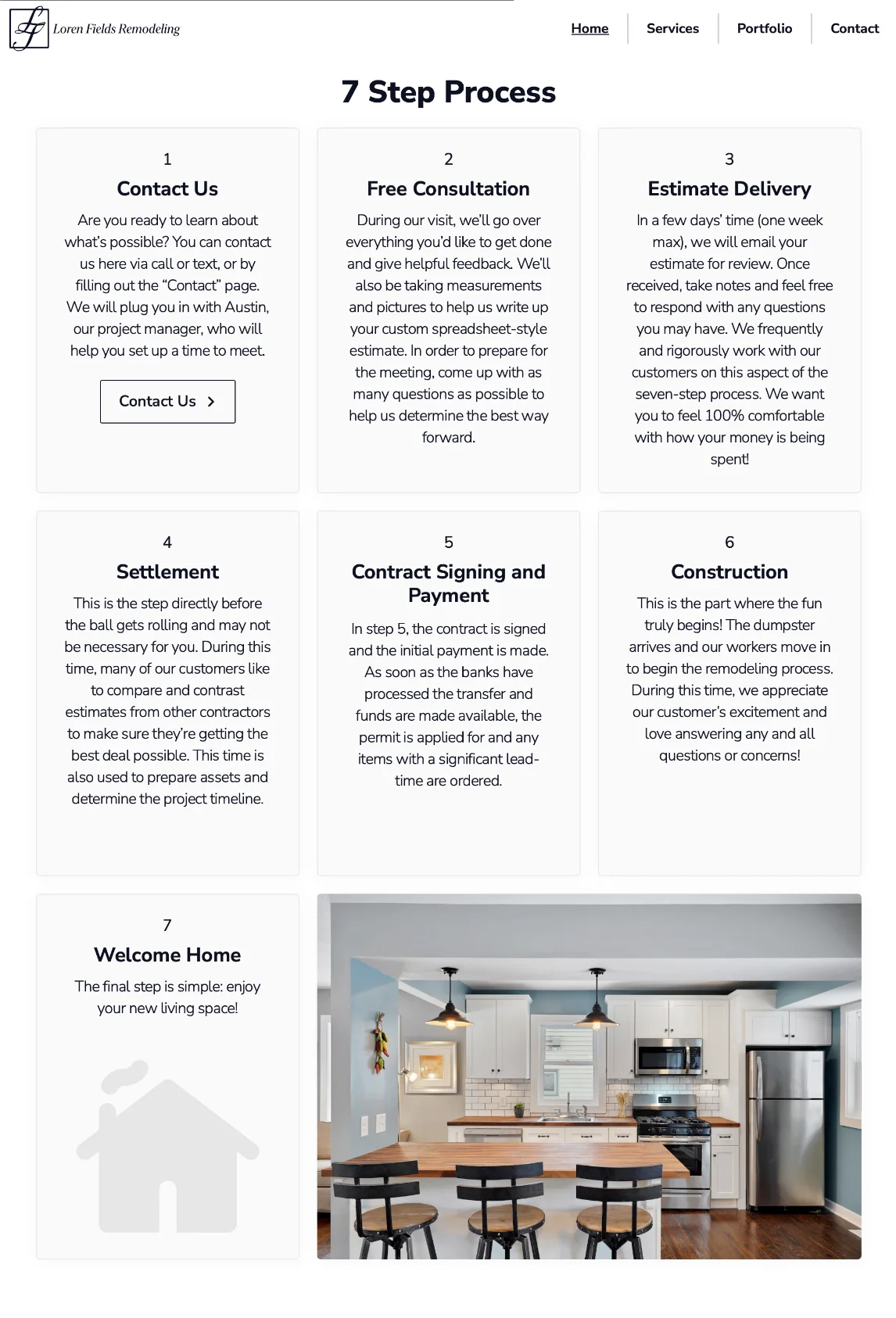 Lauren Fields Remodeling — landing page section