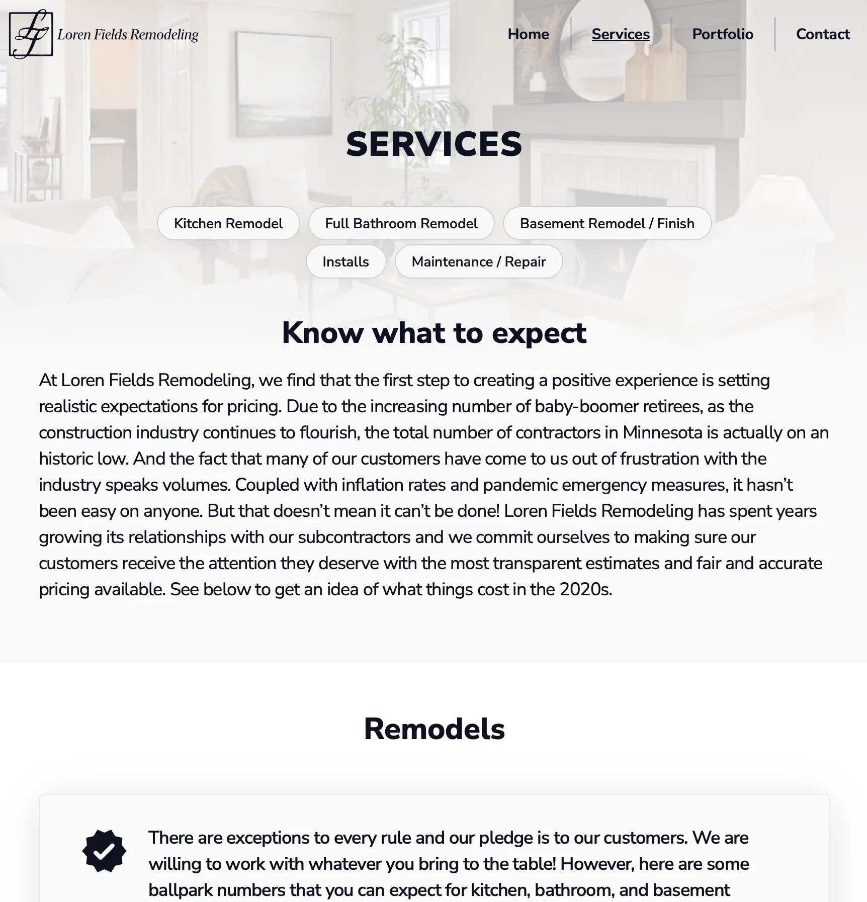 Lauren Fields Remodeling — Services page