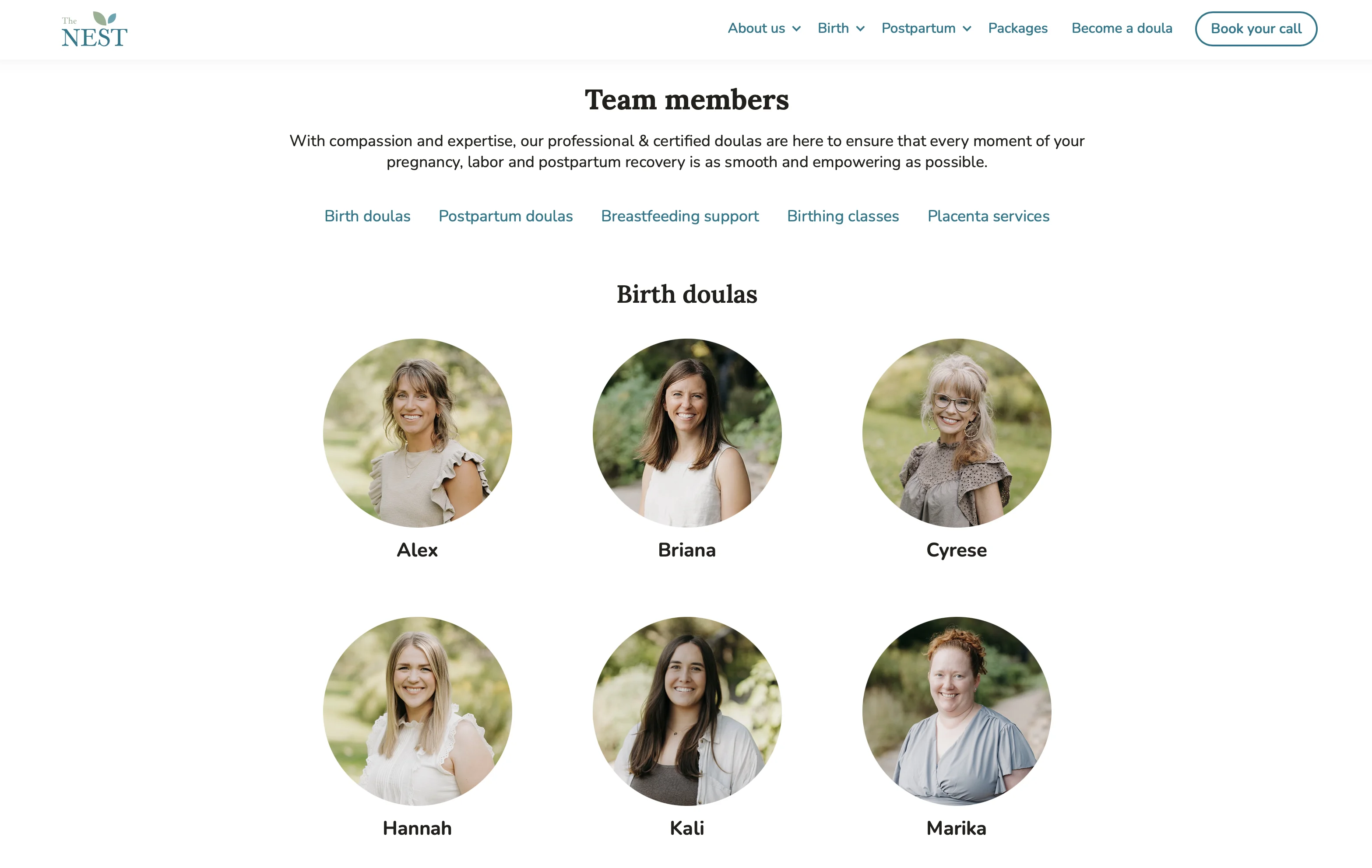 The Nest — team members page