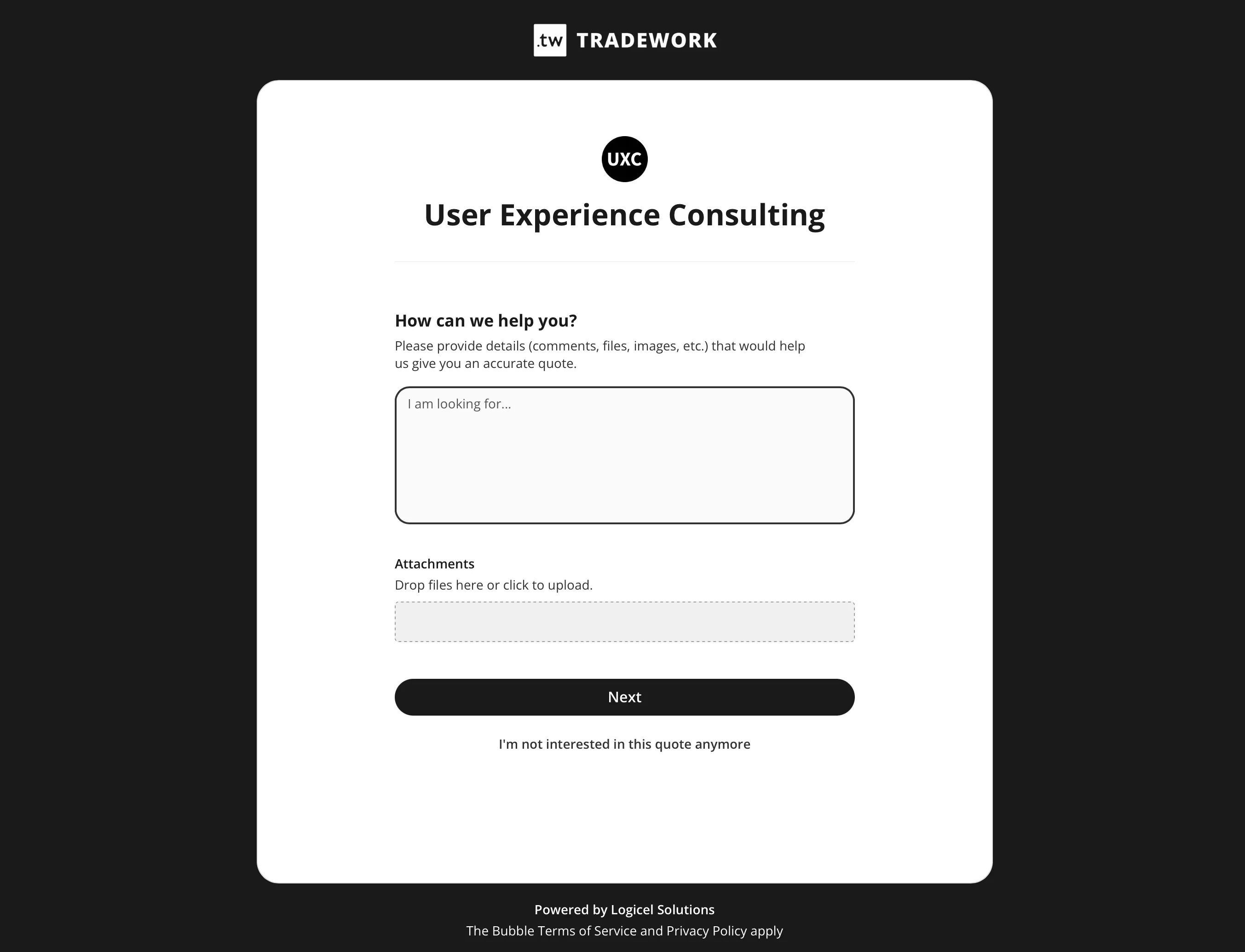 Customer request intake page refinement